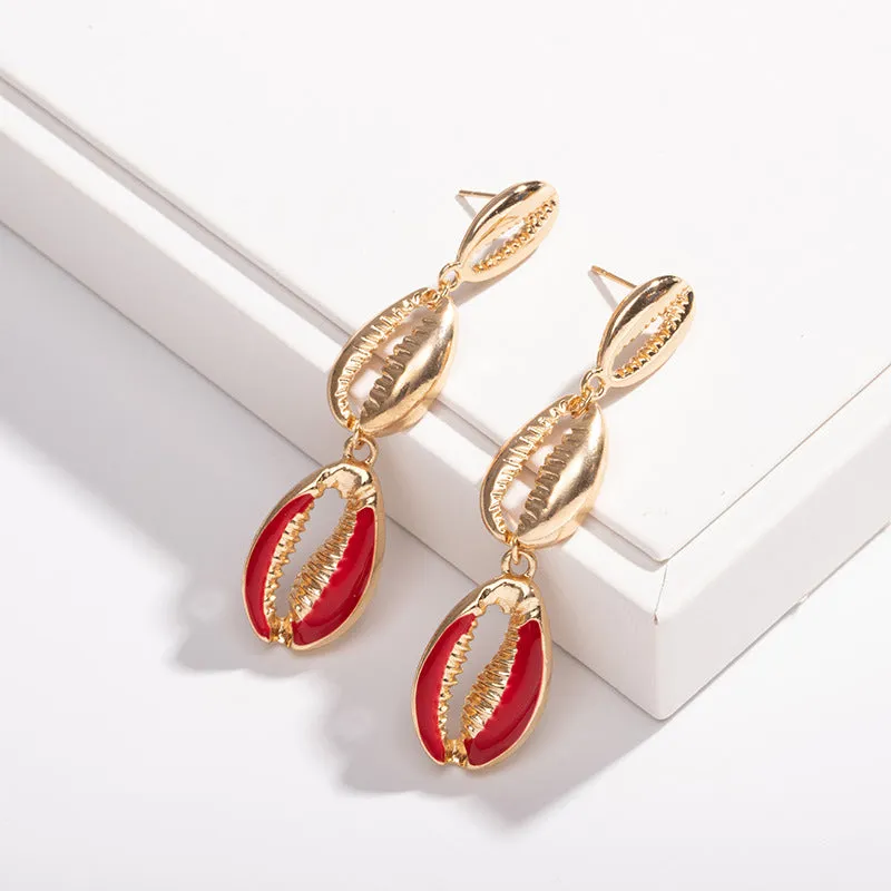 INS Accessories Natural Fashion Shell Earrings Geometric Tassel Earrings