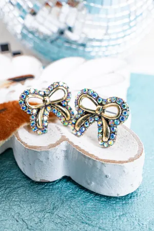 Iridescent Crystal Coquette Goldtone Earrings