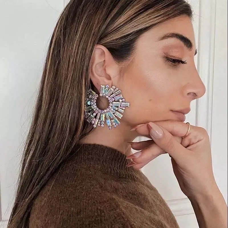 JCEarrings(Rhinestone XXL disks)-162-CL