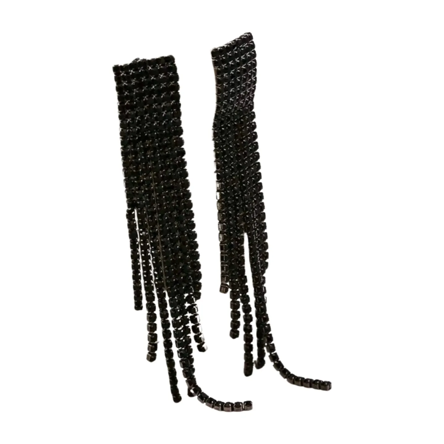 Jet Black Tassel Earrings