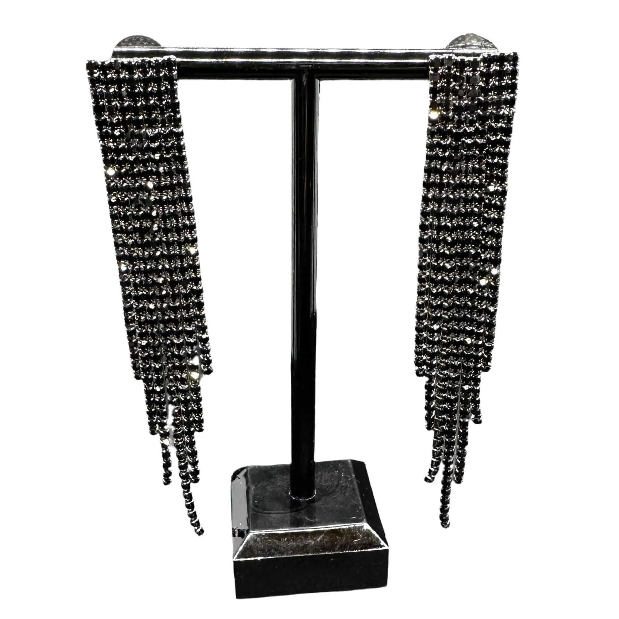 Jet Black Tassel Earrings