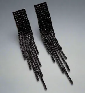 Jet Black Tassel Earrings