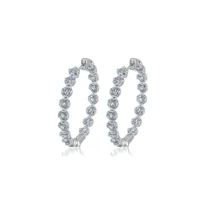 J'evar Lotus Petals Diamond Hoop Earrings