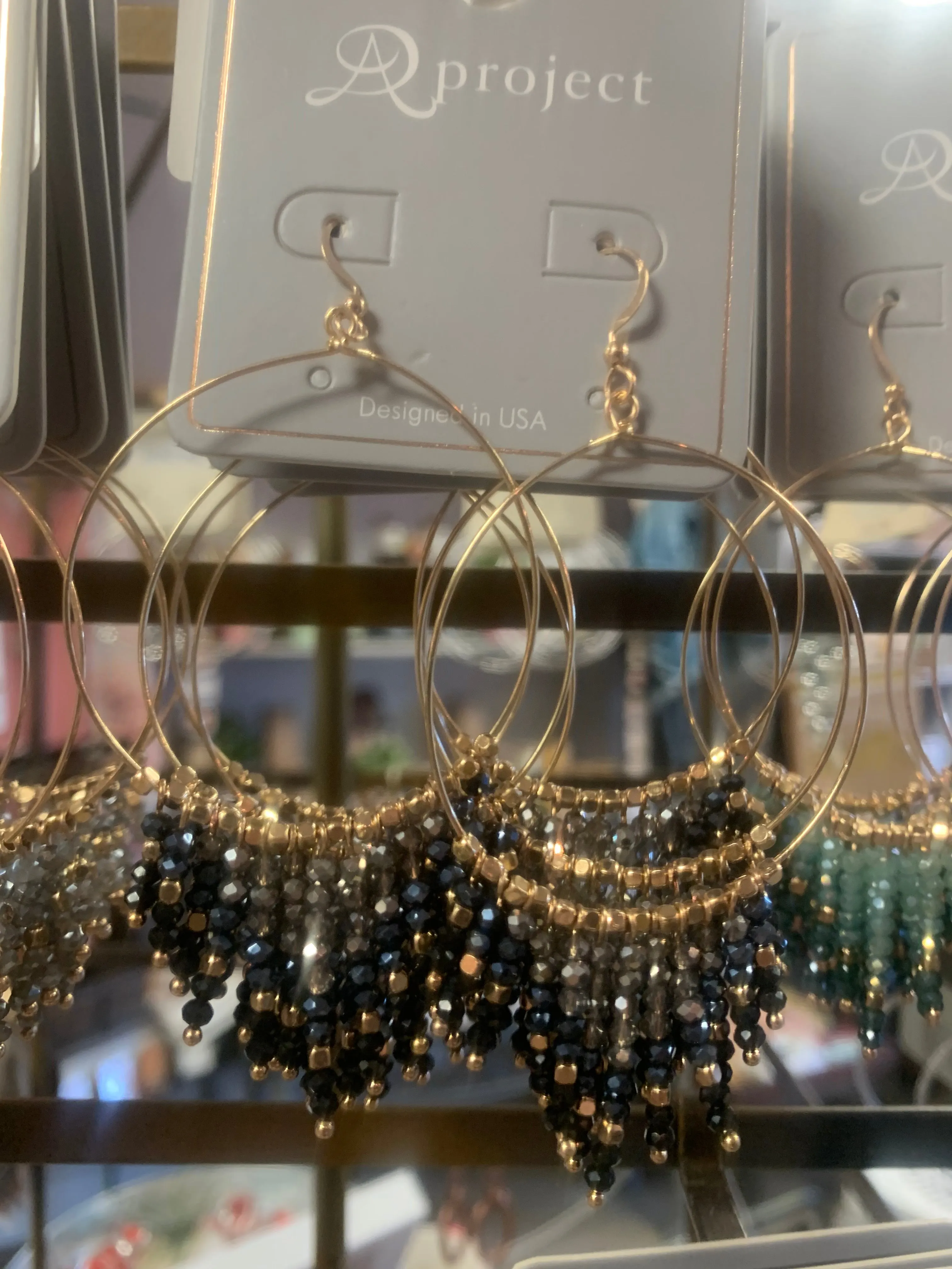 Jewel Dangle Earrings- Choose Color