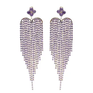 Jewelblings Luxury Statement Long Heart Shaped Tassel Earrings for Dinner Party Accessory