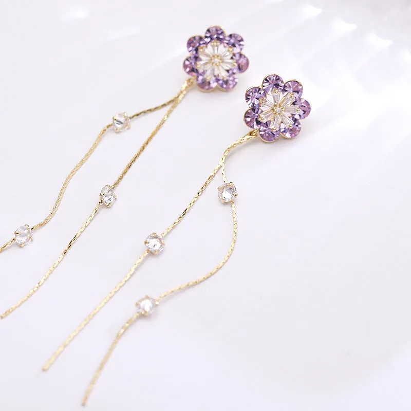 Jewelblings New Fashion Trendy Daisy and Extra Long Golden Tassel Earrings Cocktail Dressy Jewelry