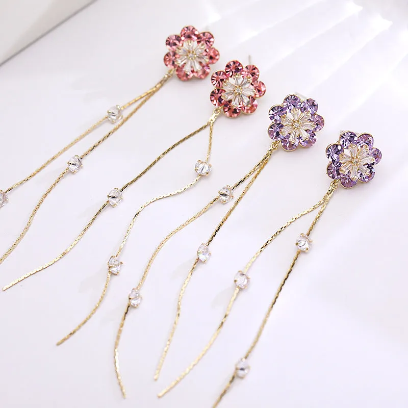 Jewelblings New Fashion Trendy Daisy and Extra Long Golden Tassel Earrings Cocktail Dressy Jewelry