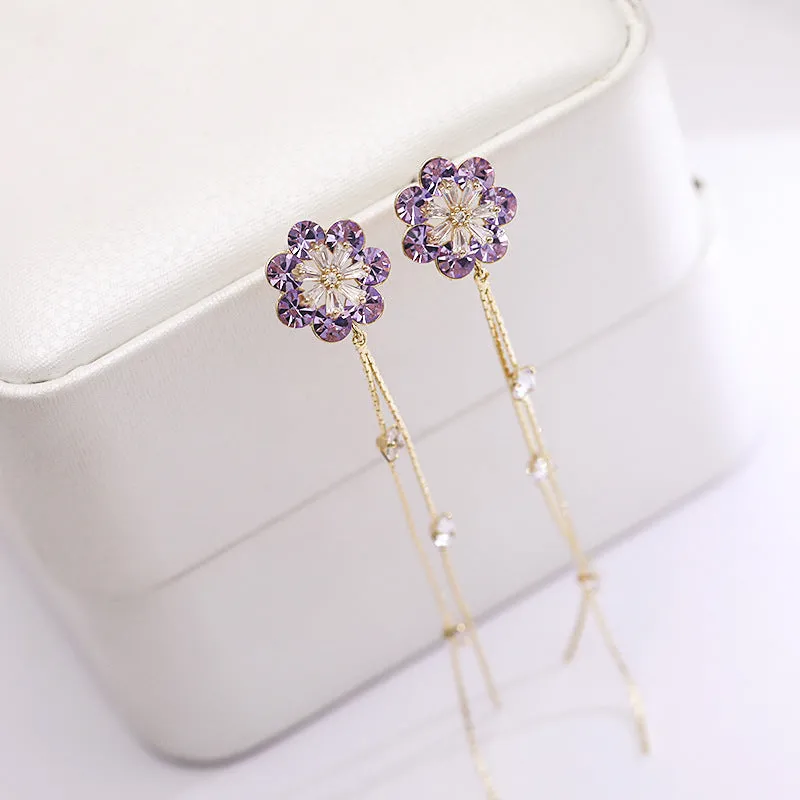 Jewelblings New Fashion Trendy Daisy and Extra Long Golden Tassel Earrings Cocktail Dressy Jewelry