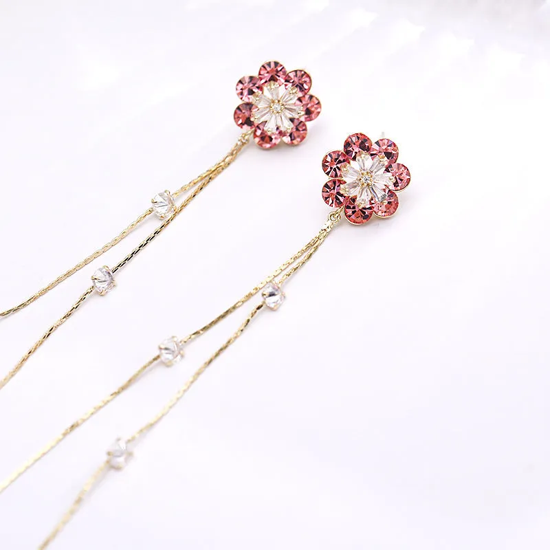 Jewelblings New Fashion Trendy Daisy and Extra Long Golden Tassel Earrings Cocktail Dressy Jewelry