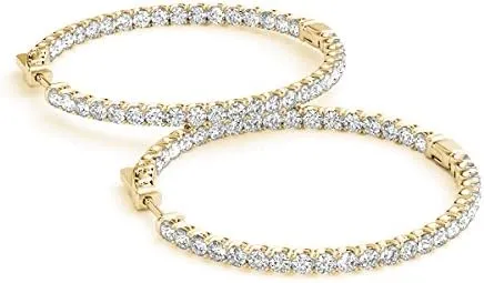 JewelMore 14k Gold Hoop Earrings for Women | 14k Yellow Gold or White Gold Hoop Earrings | 14k Real Gold Earrings with Click Tops | Small to Large 0.8 to 1.6 Inch Gold Hoop Earrings