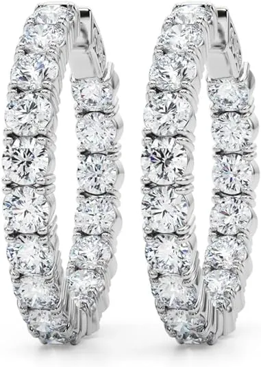 JewelMore 14k Gold Hoop Earrings for Women | 14k Yellow Gold or White Gold Hoop Earrings | 14k Real Gold Earrings with Click Tops | Small to Large 0.8 to 1.6 Inch Gold Hoop Earrings