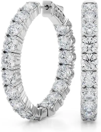 JewelMore 14k Gold Hoop Earrings for Women | 14k Yellow Gold or White Gold Hoop Earrings | 14k Real Gold Earrings with Click Tops | Small to Large 0.8 to 1.6 Inch Gold Hoop Earrings