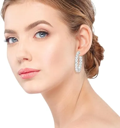 JewelMore 14k Gold Hoop Earrings for Women | 14k Yellow Gold or White Gold Hoop Earrings | 14k Real Gold Earrings with Click Tops | Small to Large 0.8 to 1.6 Inch Gold Hoop Earrings