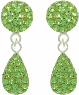 Jewelry Trends Sterling Silver Green Crystal Teardrop Dangle Earrings