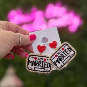Just Married Beaded Earrings