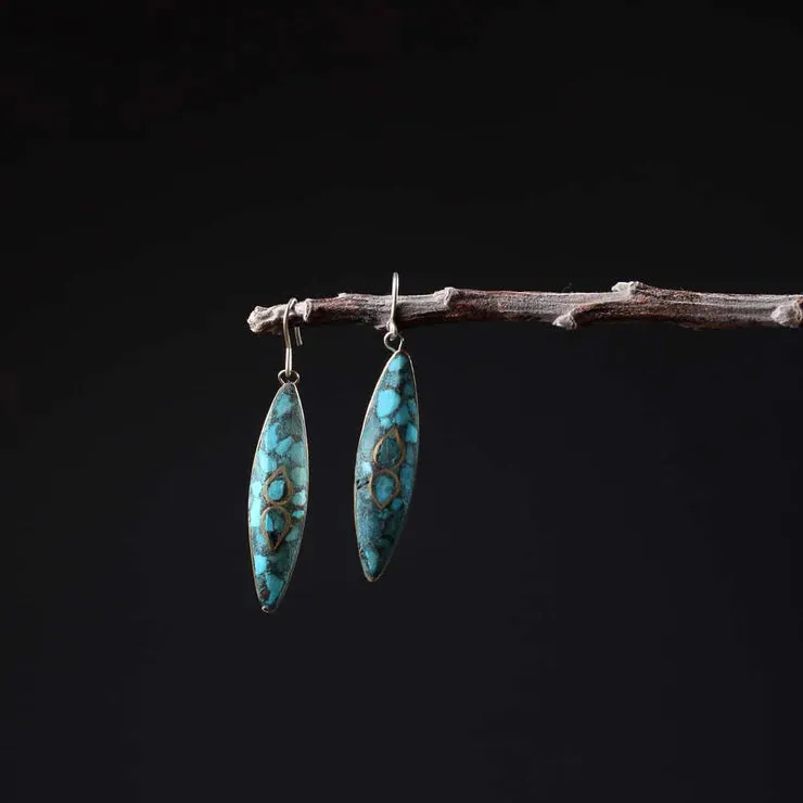 Kashmir Origin Green Coloured Handmade Turquoise Earring