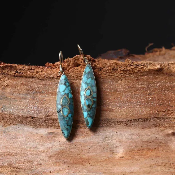 Kashmir Origin Green Coloured Handmade Turquoise Earring