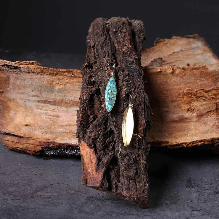 Kashmir Origin Green Coloured Handmade Turquoise Earring