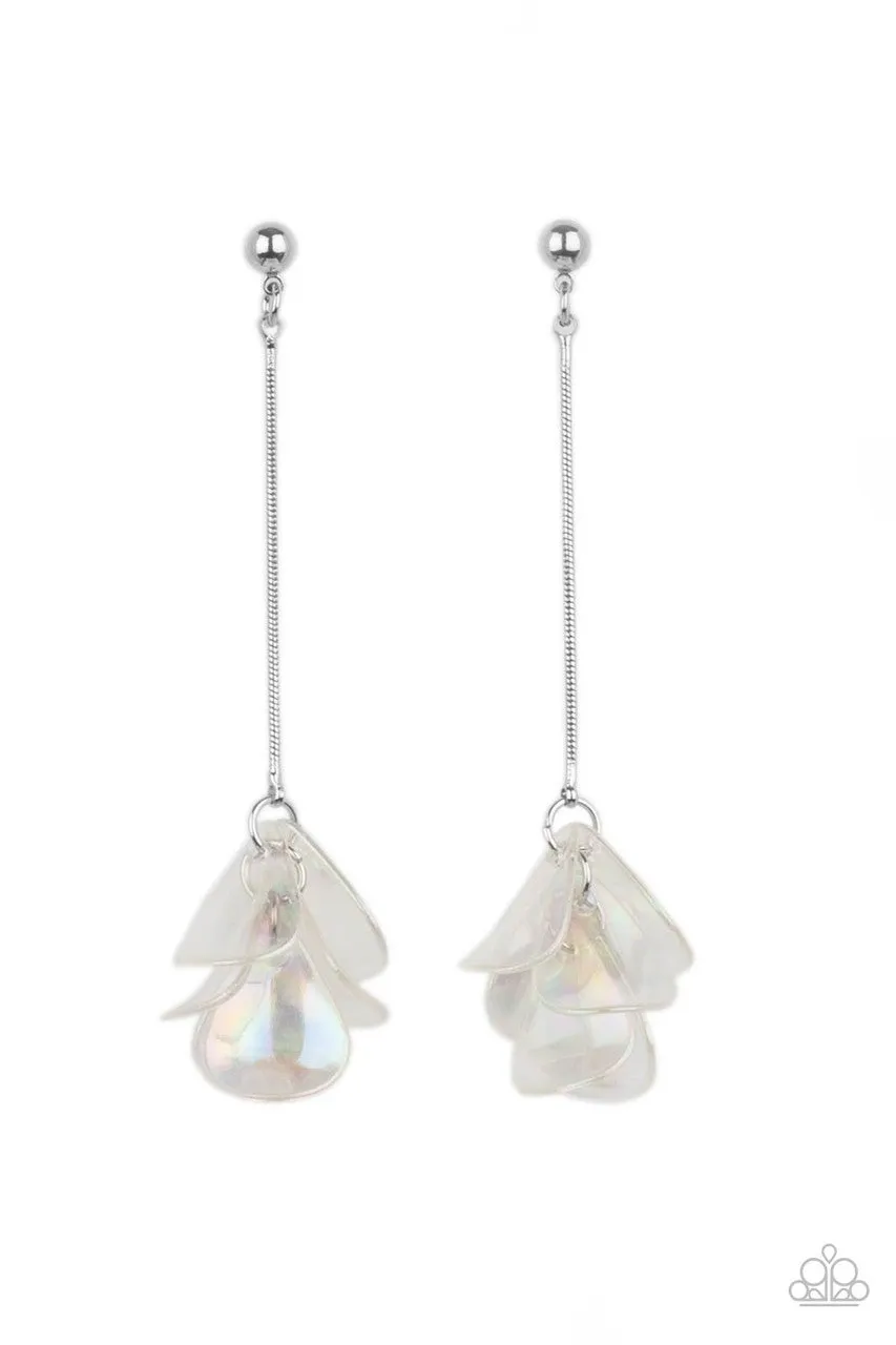 Keep Them in Suspense - Multi - Iridescent Acrylic Flower Petal Paparazzi Post Earrings