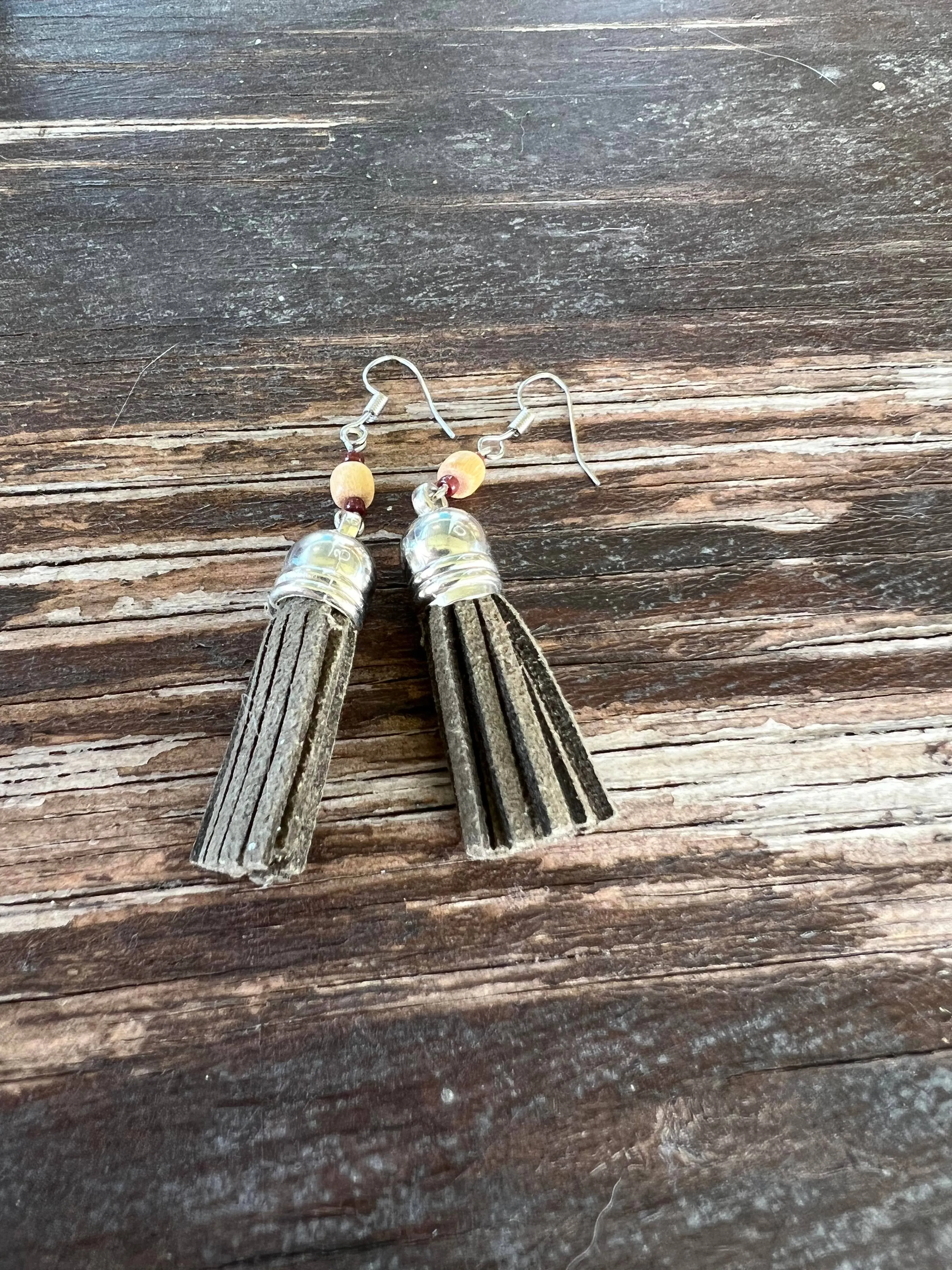 Khaki Green Tassel Earrings -014