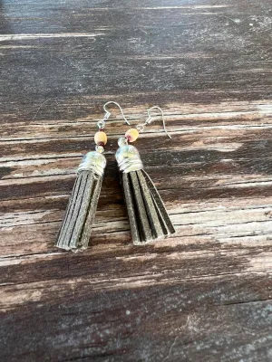 Khaki Green Tassel Earrings -014
