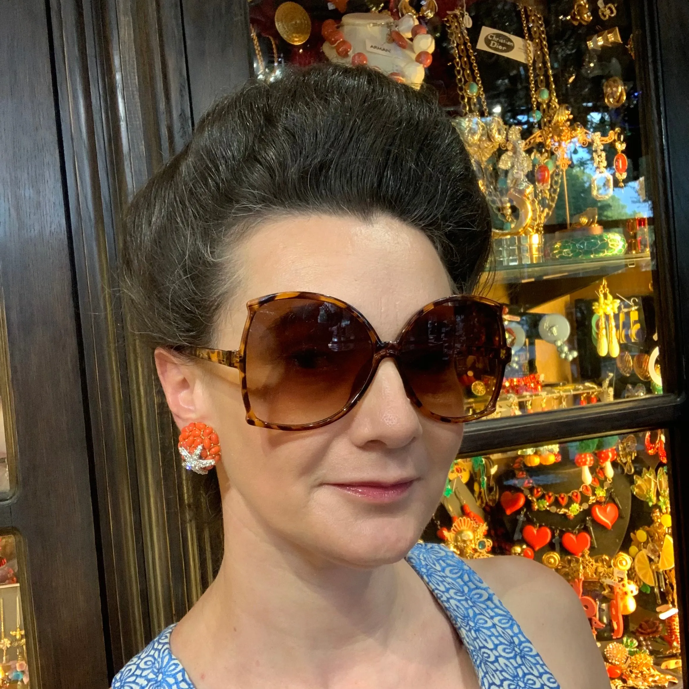 KJL Coral Starfish Clip on Earrings by Kenneth Jay Lane