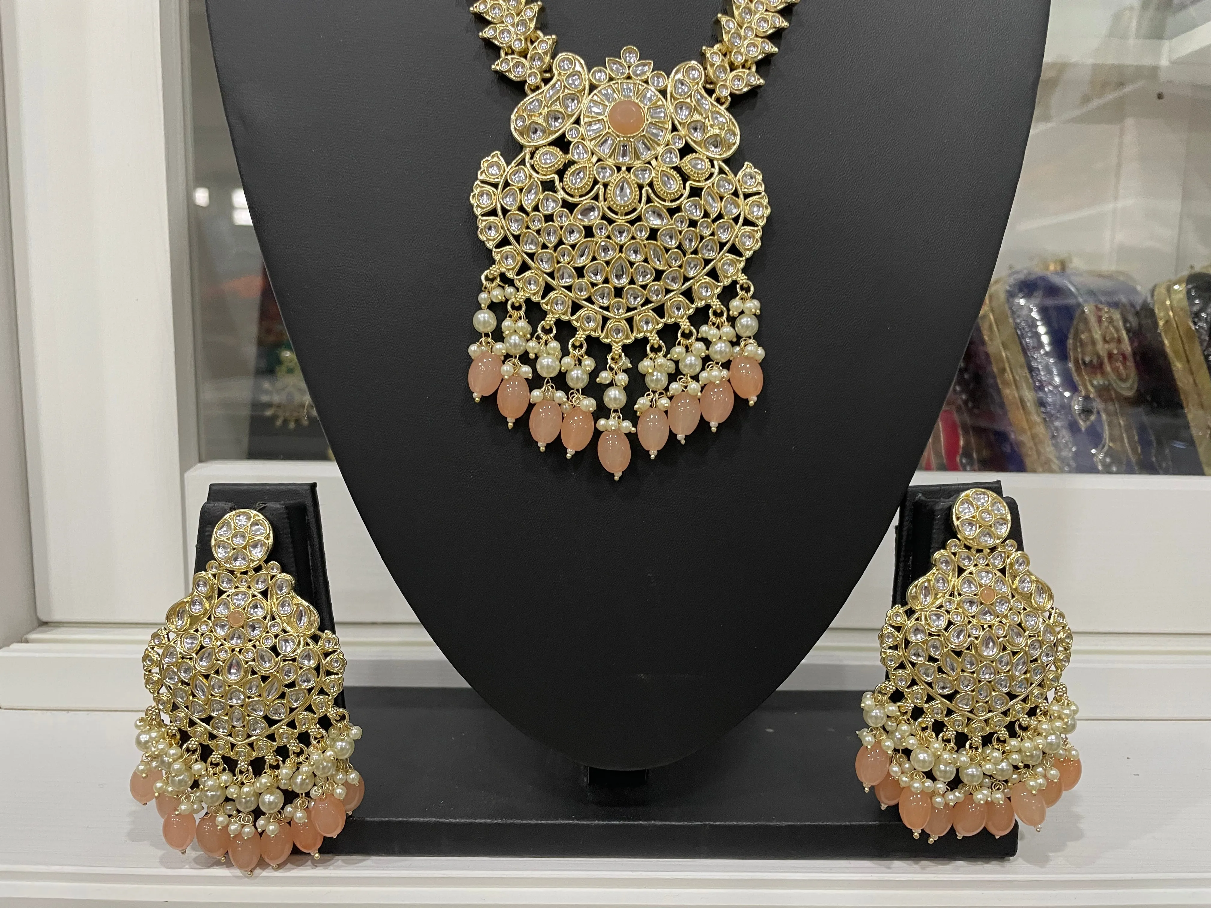 Kundan  Beaded Long necklace Set