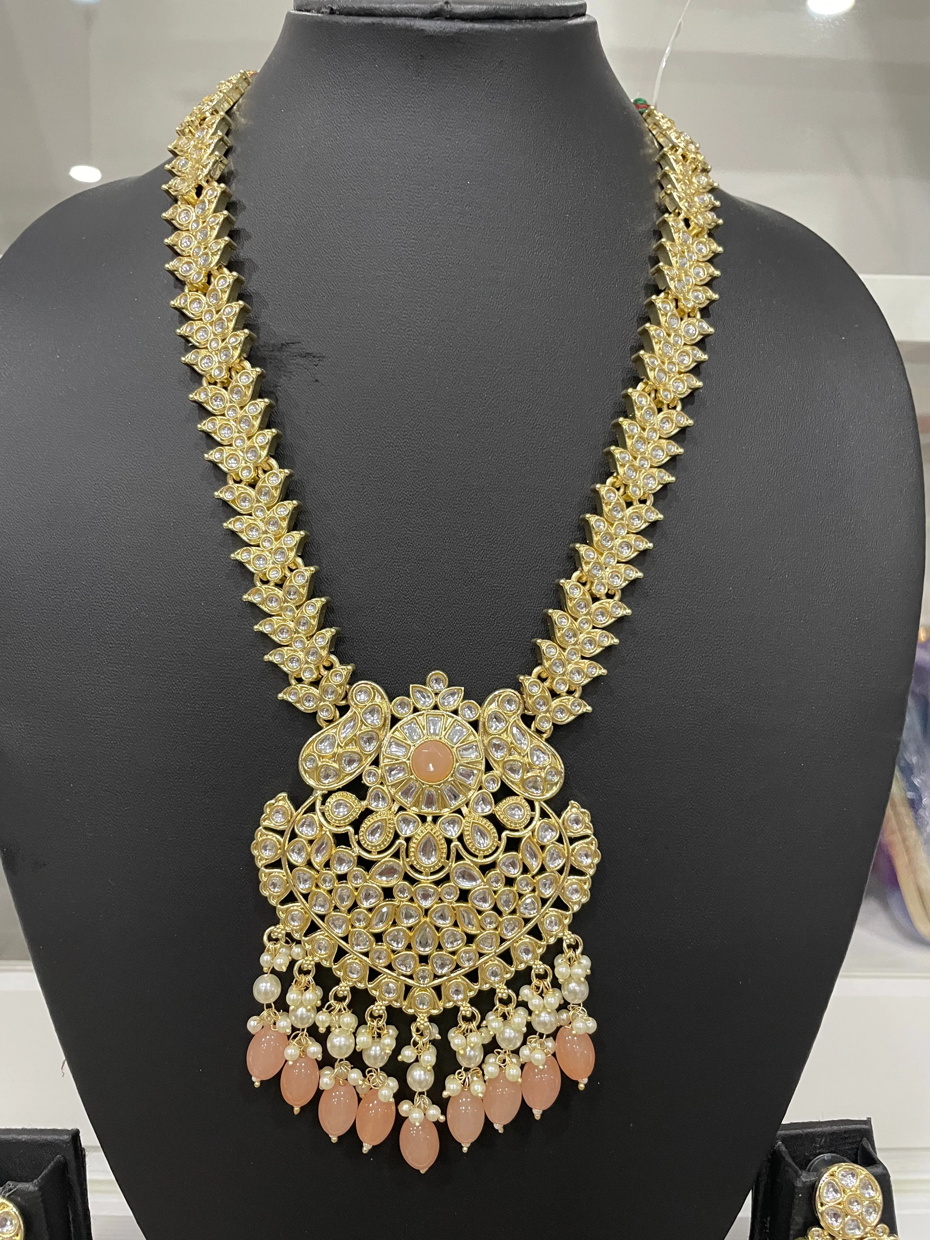 Kundan  Beaded Long necklace Set