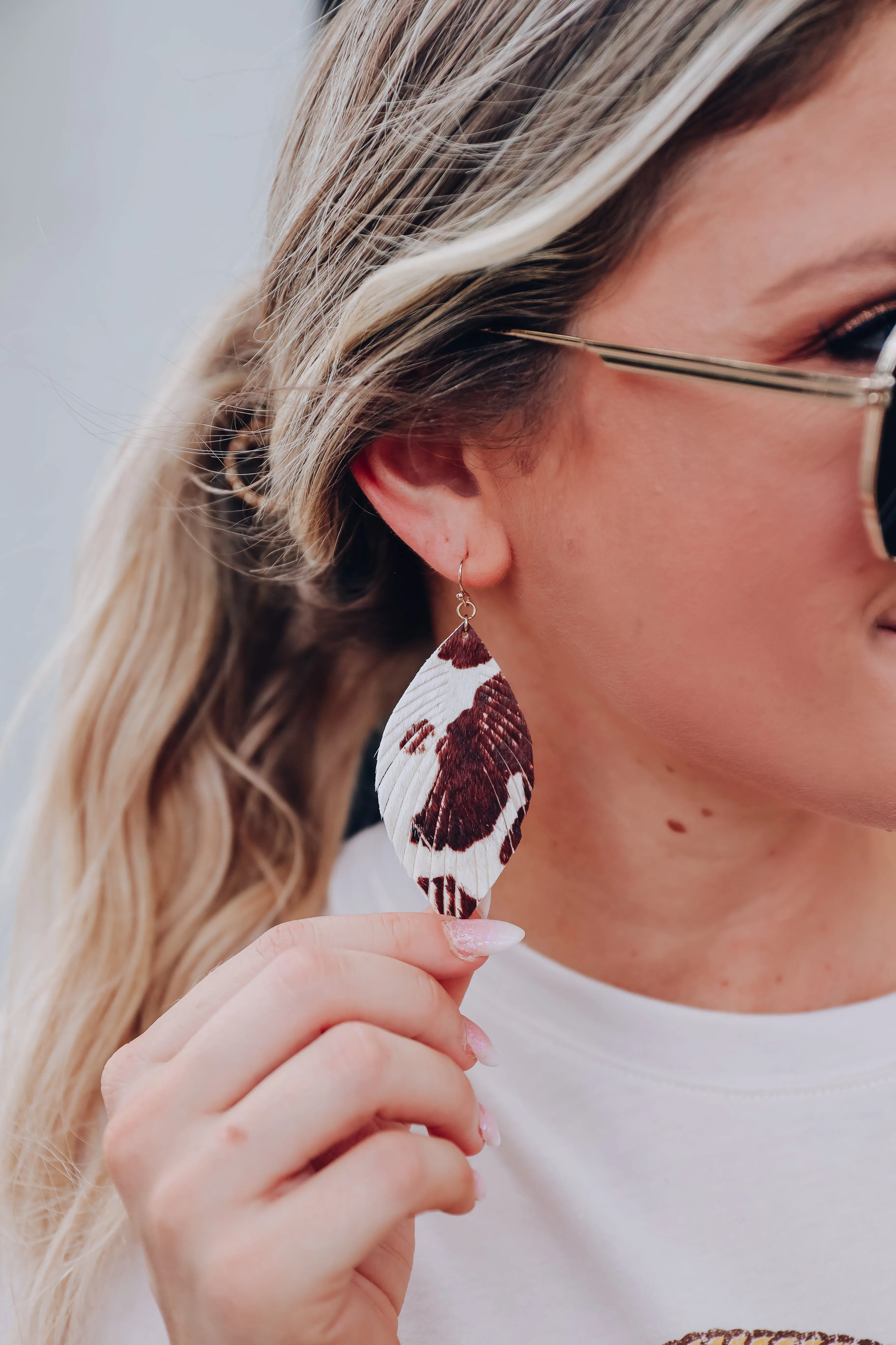 Kyla Earrings - Cow Print