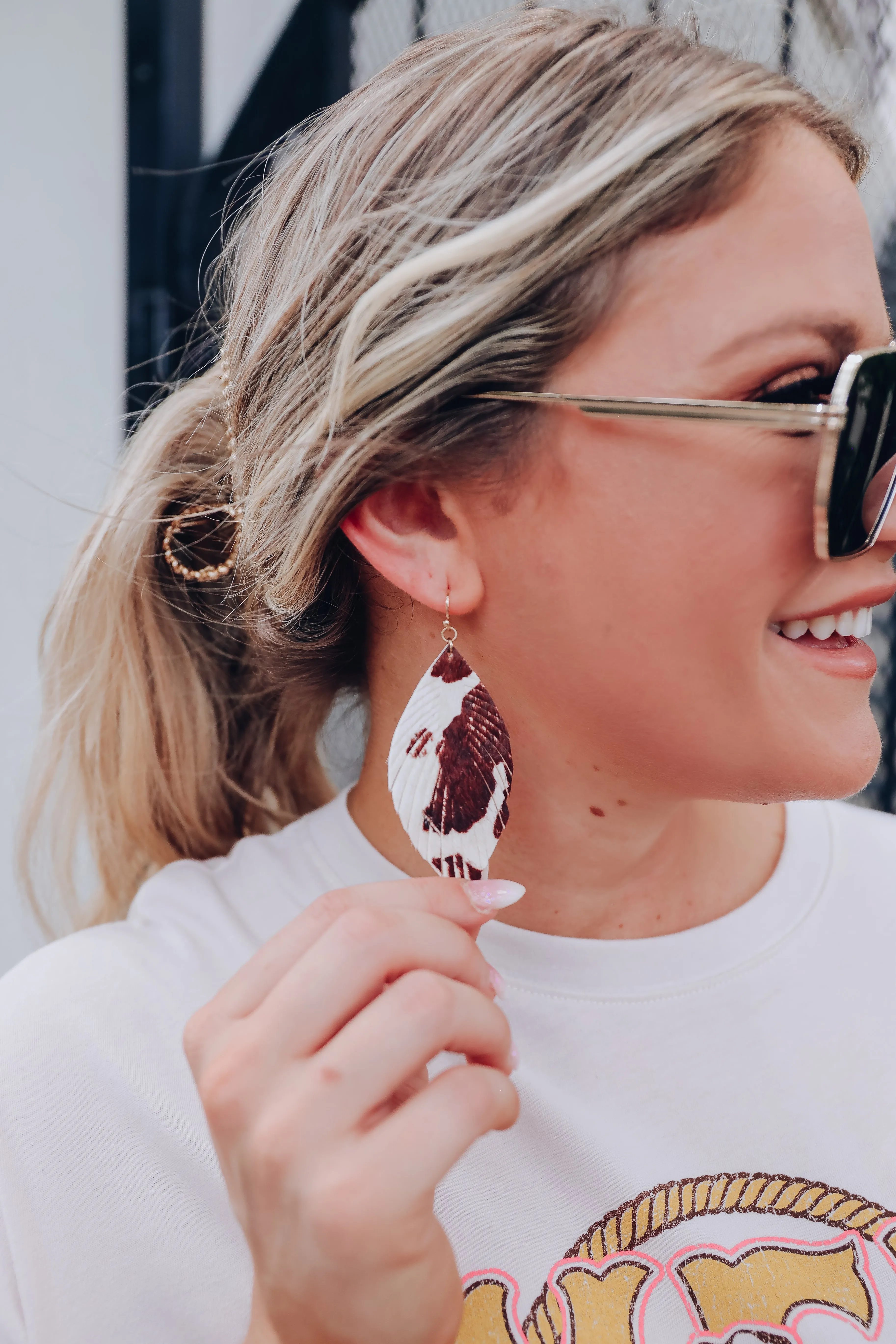 Kyla Earrings - Cow Print