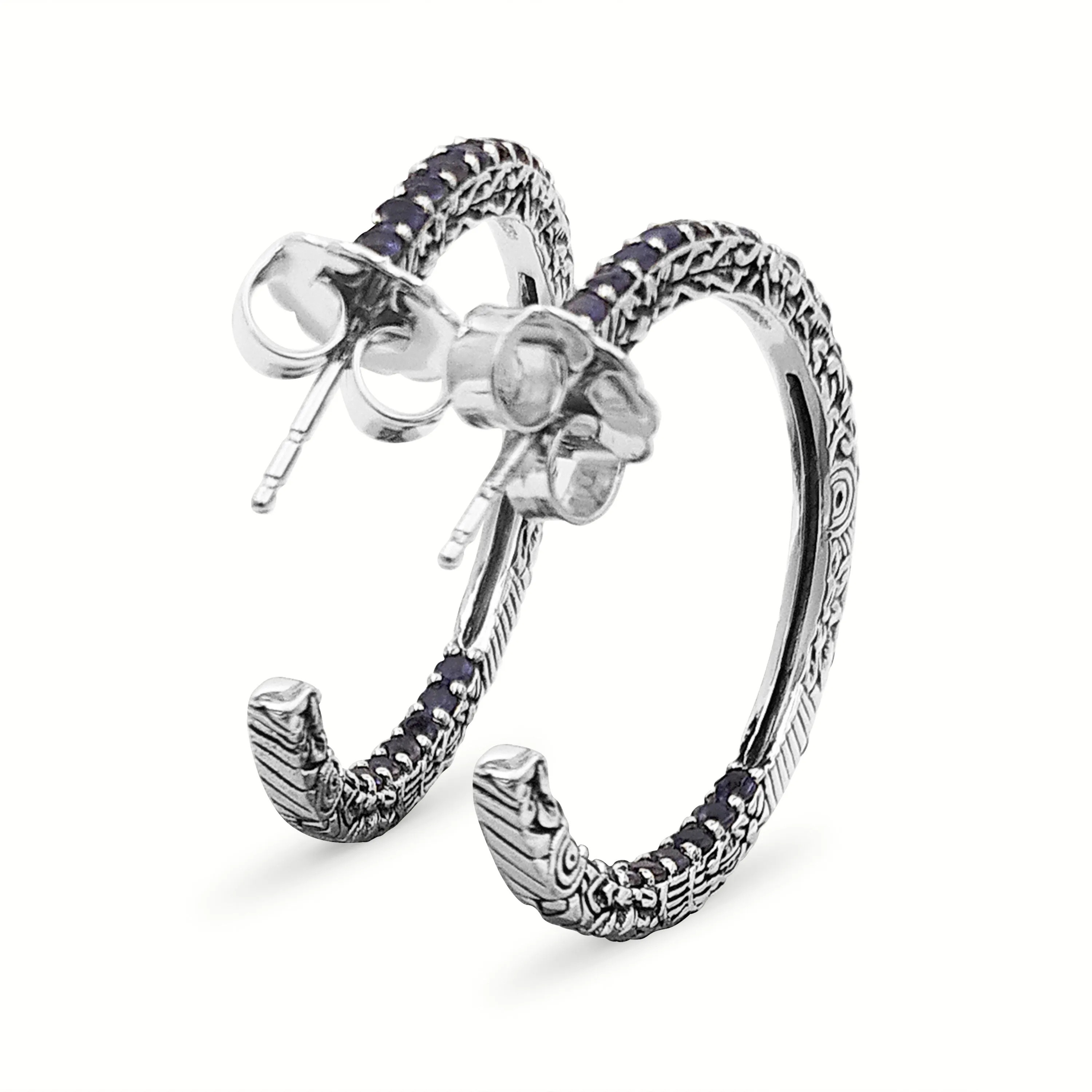 Kyoto Iolite Hoop Earrings in Sterling Silver