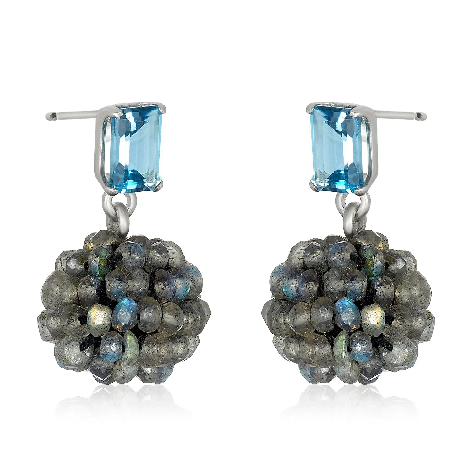 Labradorite Berry Blue Topaz Silver Earrings