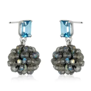 Labradorite Berry Blue Topaz Silver Earrings