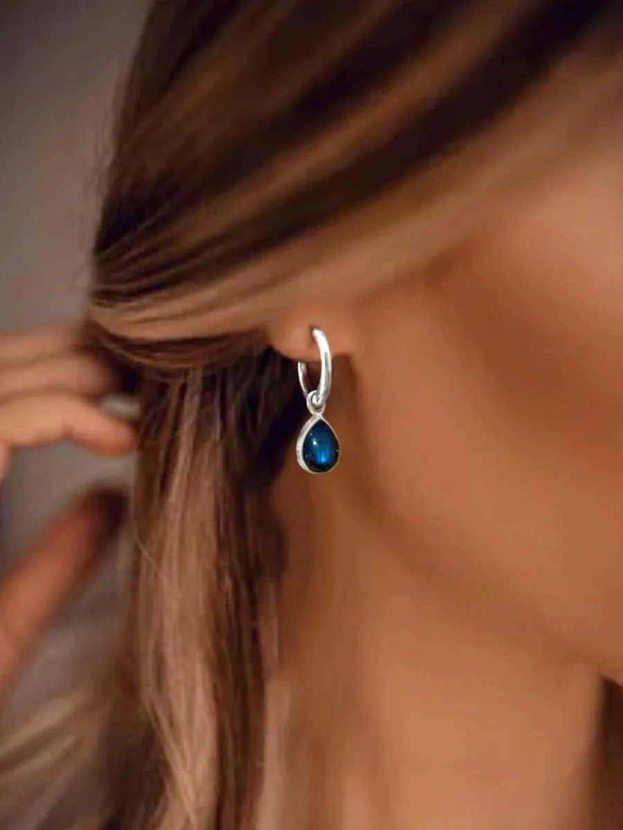 Laihas Classic Chic Raindrop Labradorite Hoop Earrings
