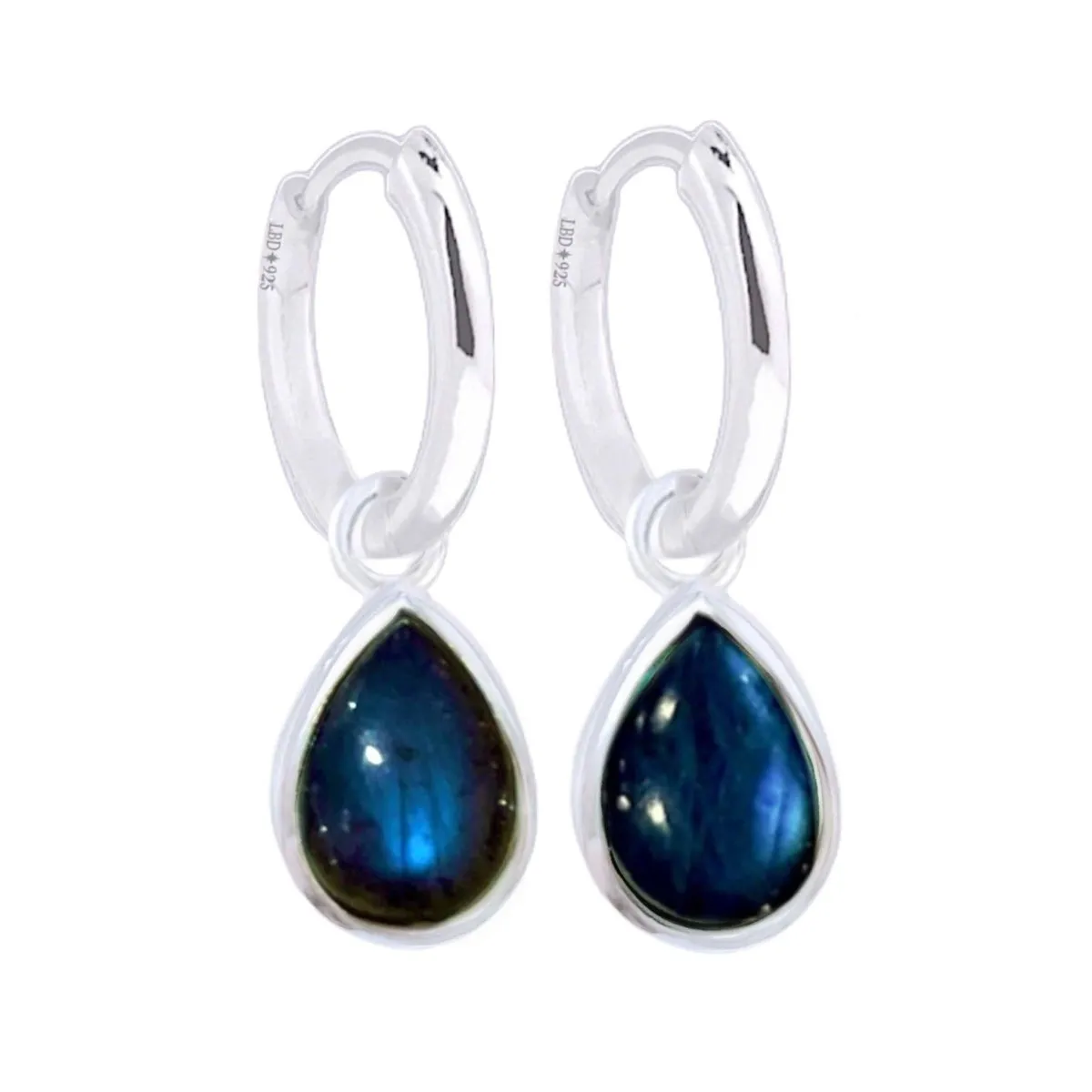 Laihas Classic Chic Raindrop Labradorite Hoop Earrings