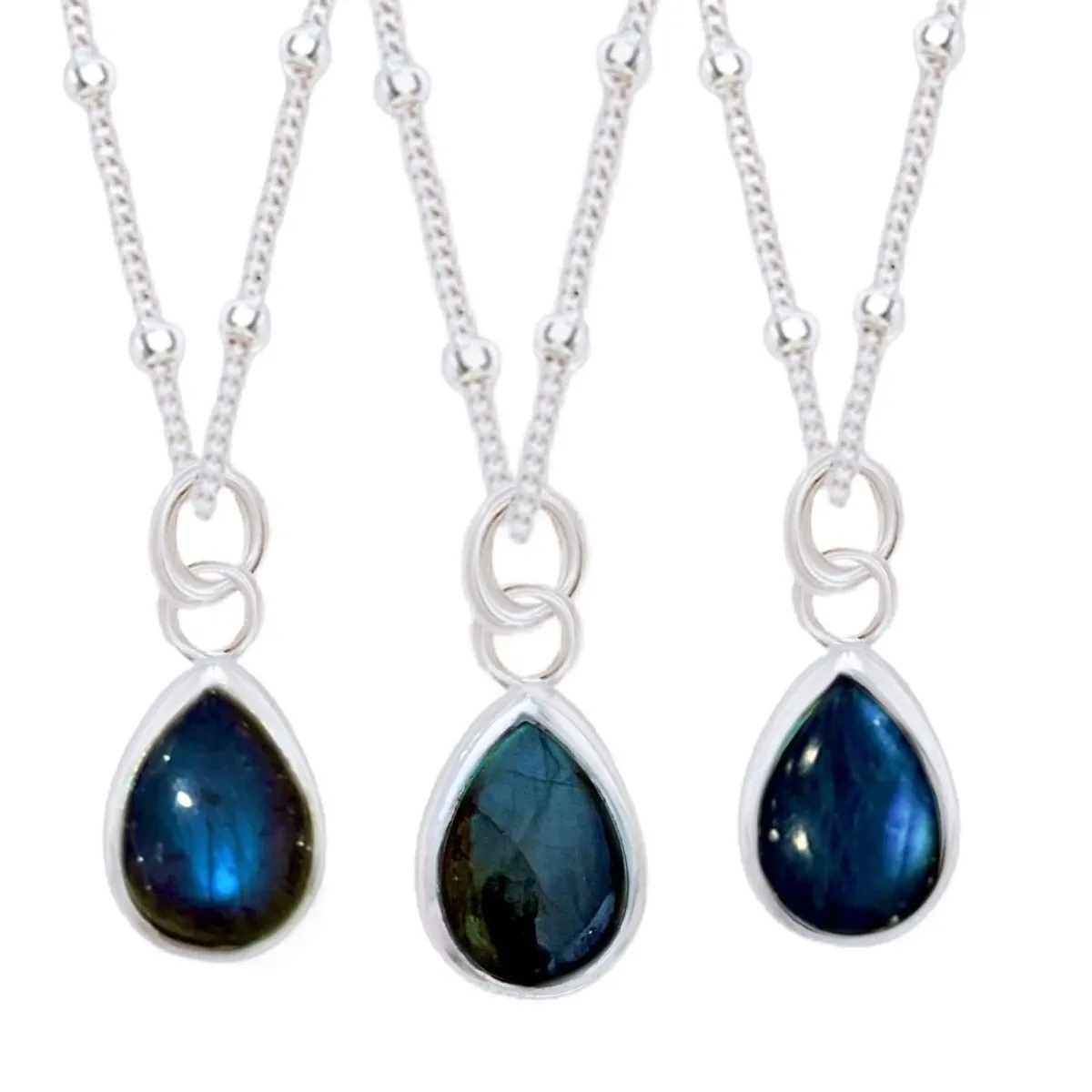 Laihas Classic Chic Raindrop Labradorite Hoop Earrings