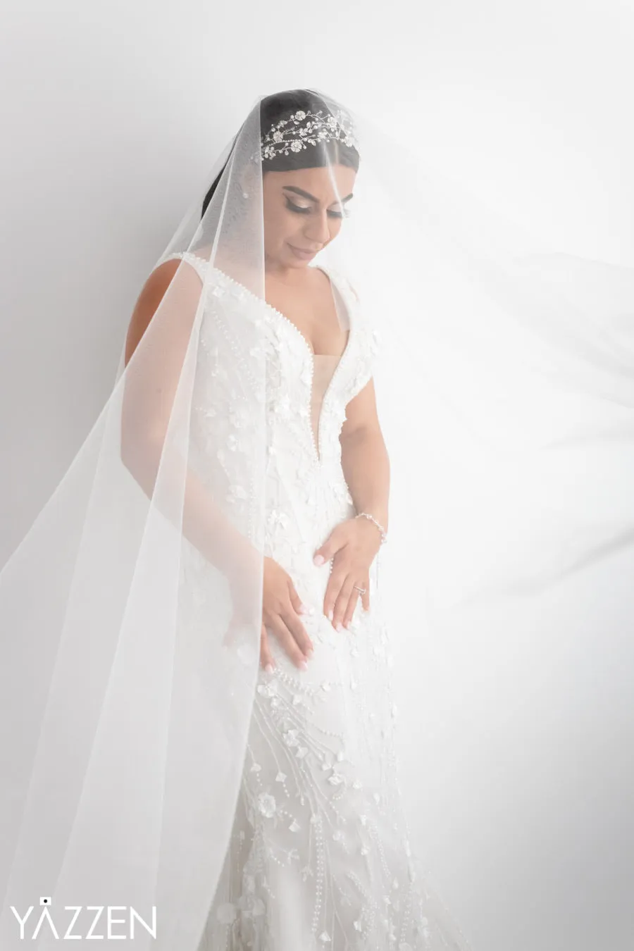 Lakia Floral Crystal Pearl Bridal Headband