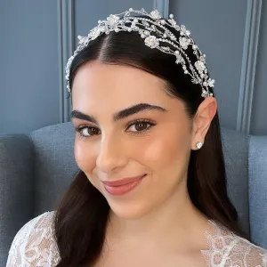 Lakia Floral Crystal Pearl Bridal Headband