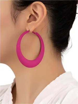 Large Color Coated Puffy Hoop Earrings