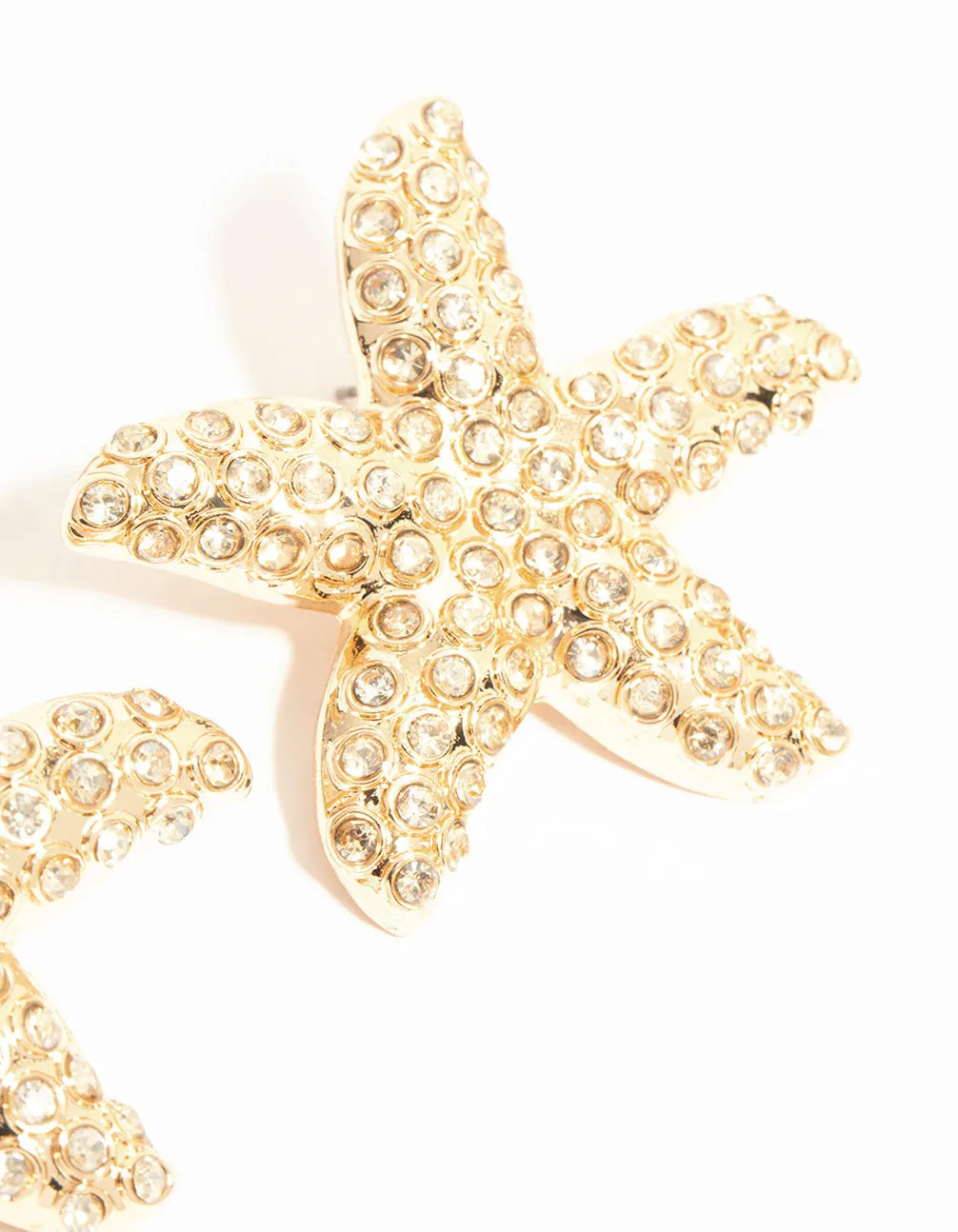 Large Diamante Starfish Stud Earrings