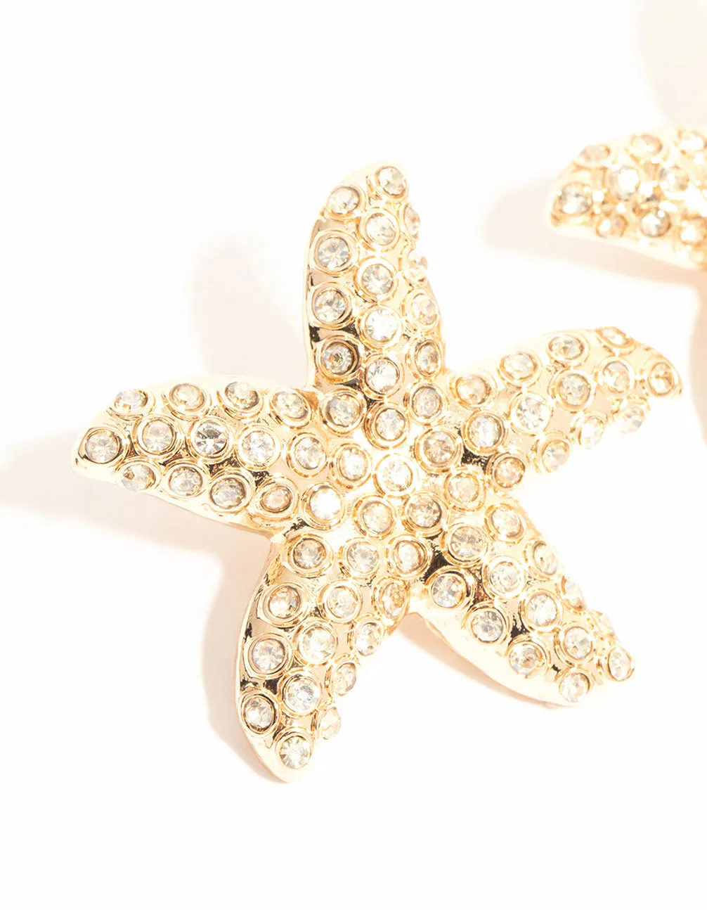 Large Diamante Starfish Stud Earrings