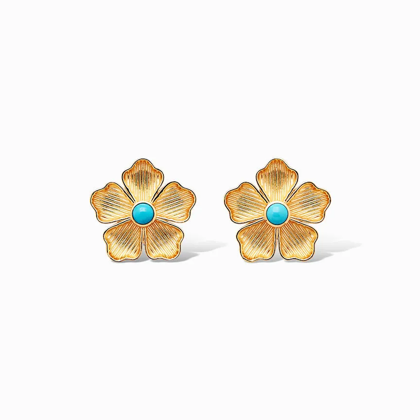 Large Flower Stud Earrings in Sleeping Beauty Turquoise