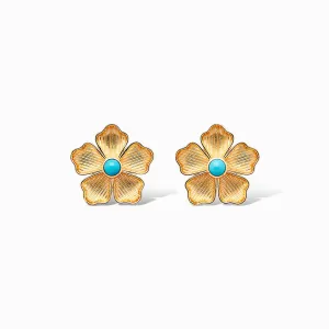 Large Flower Stud Earrings in Sleeping Beauty Turquoise