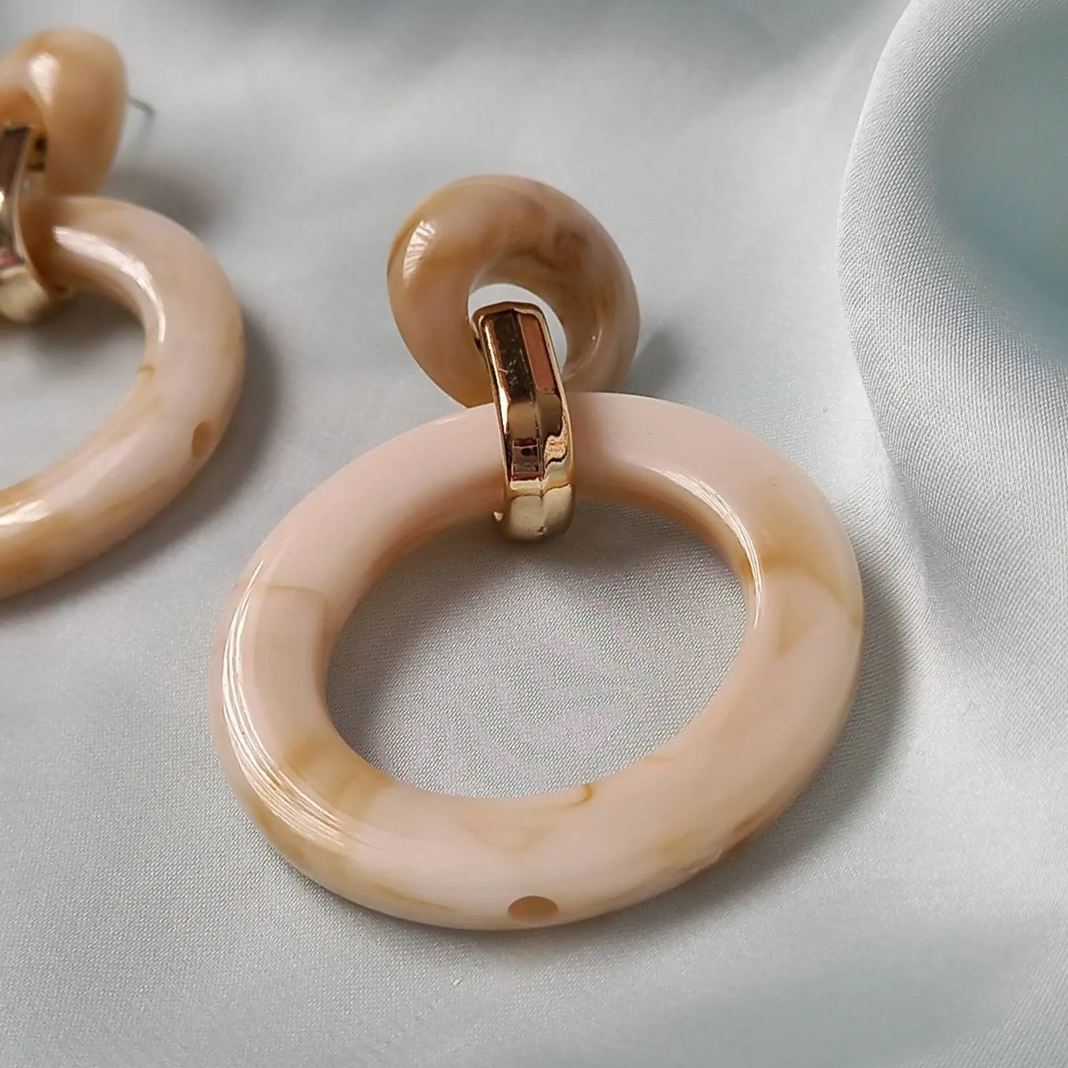 Large Hoop Drop Earrings -  Earrings In The UK, Jewellery In The UK, Cream Earrings, Chunky Earrings, Chunky Jewellery, Large Hoop Earrings