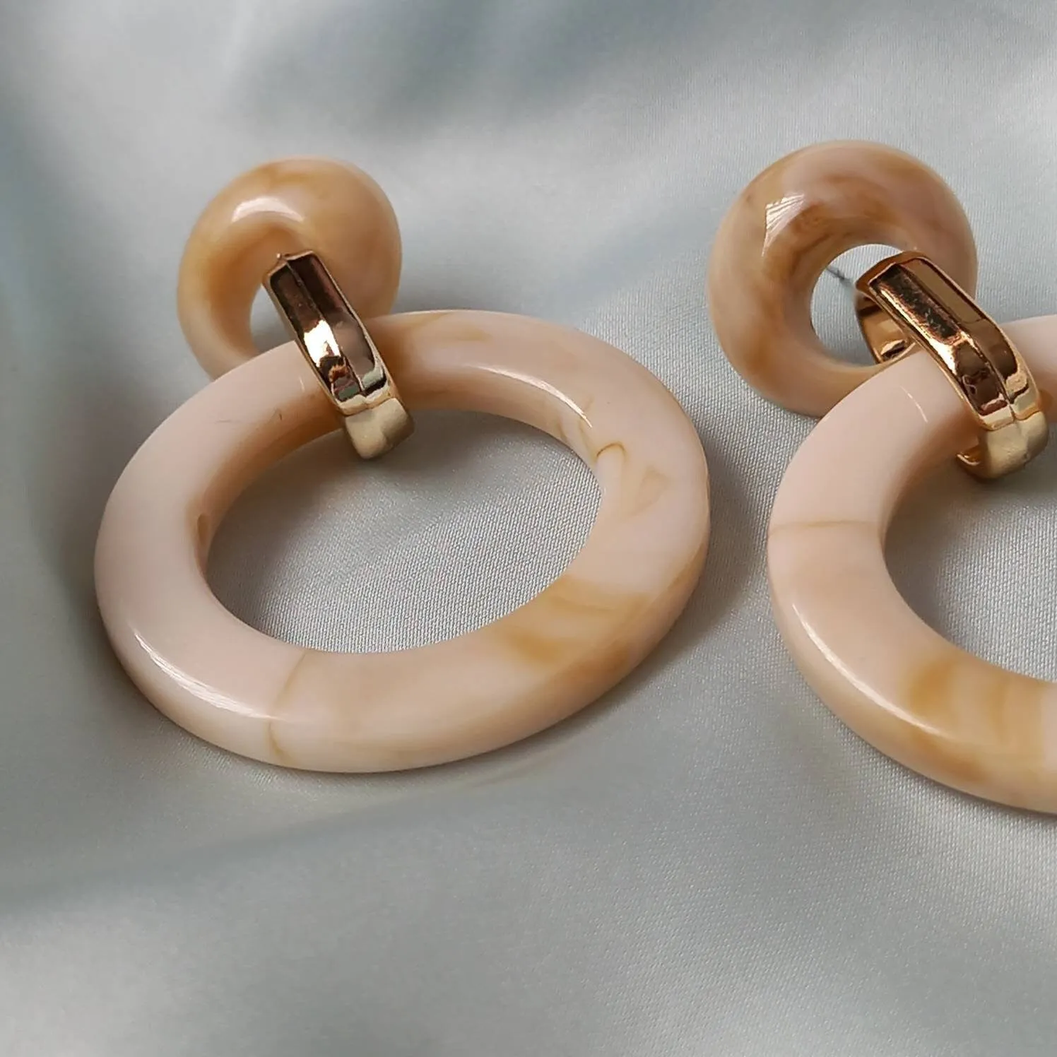Large Hoop Drop Earrings -  Earrings In The UK, Jewellery In The UK, Cream Earrings, Chunky Earrings, Chunky Jewellery, Large Hoop Earrings