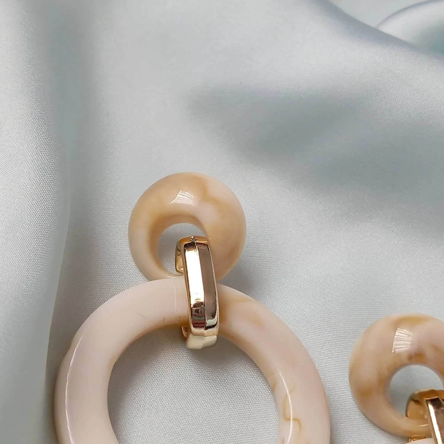Large Hoop Drop Earrings -  Earrings In The UK, Jewellery In The UK, Cream Earrings, Chunky Earrings, Chunky Jewellery, Large Hoop Earrings