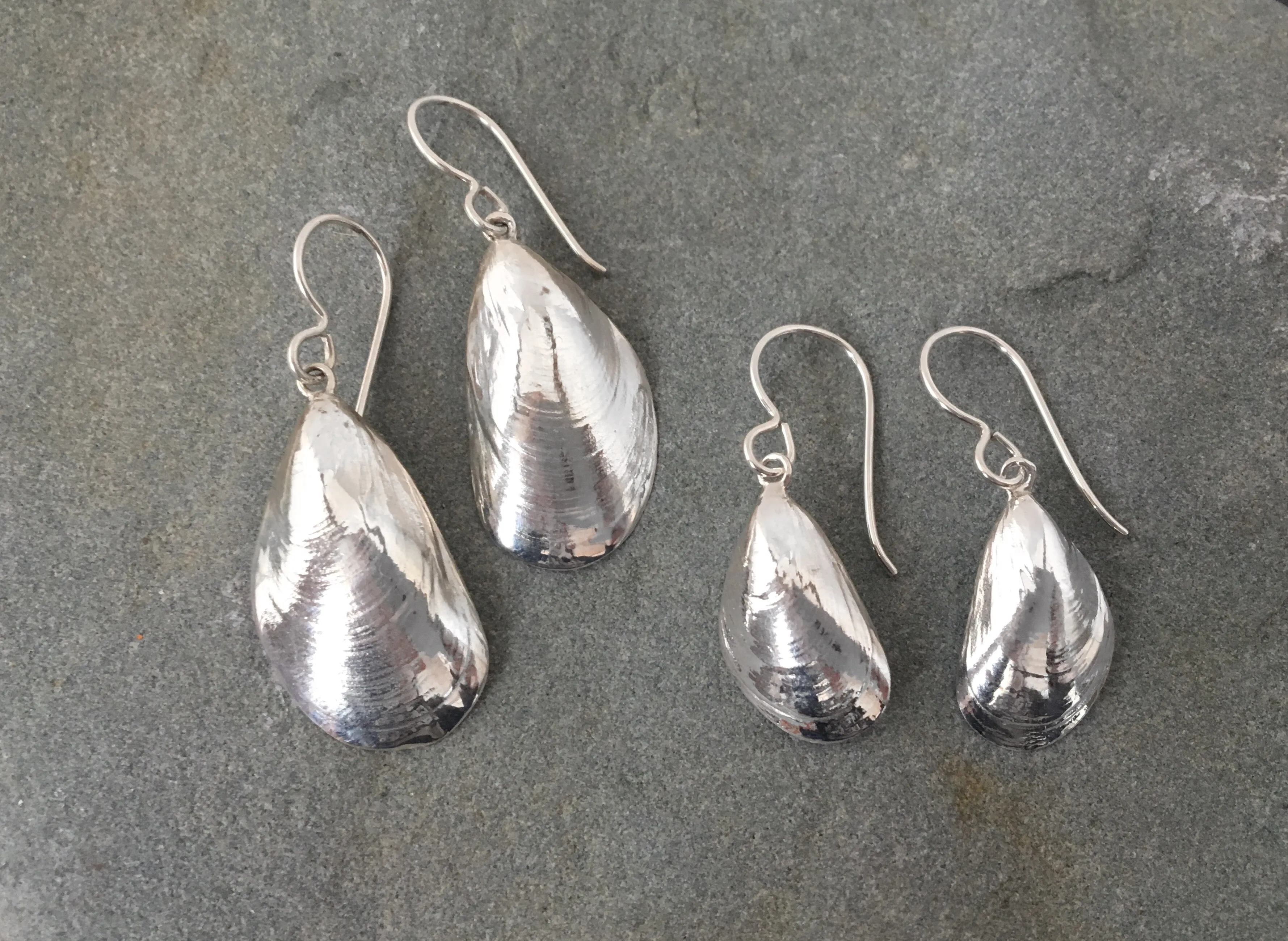 Large Mussel Dangle Earrings