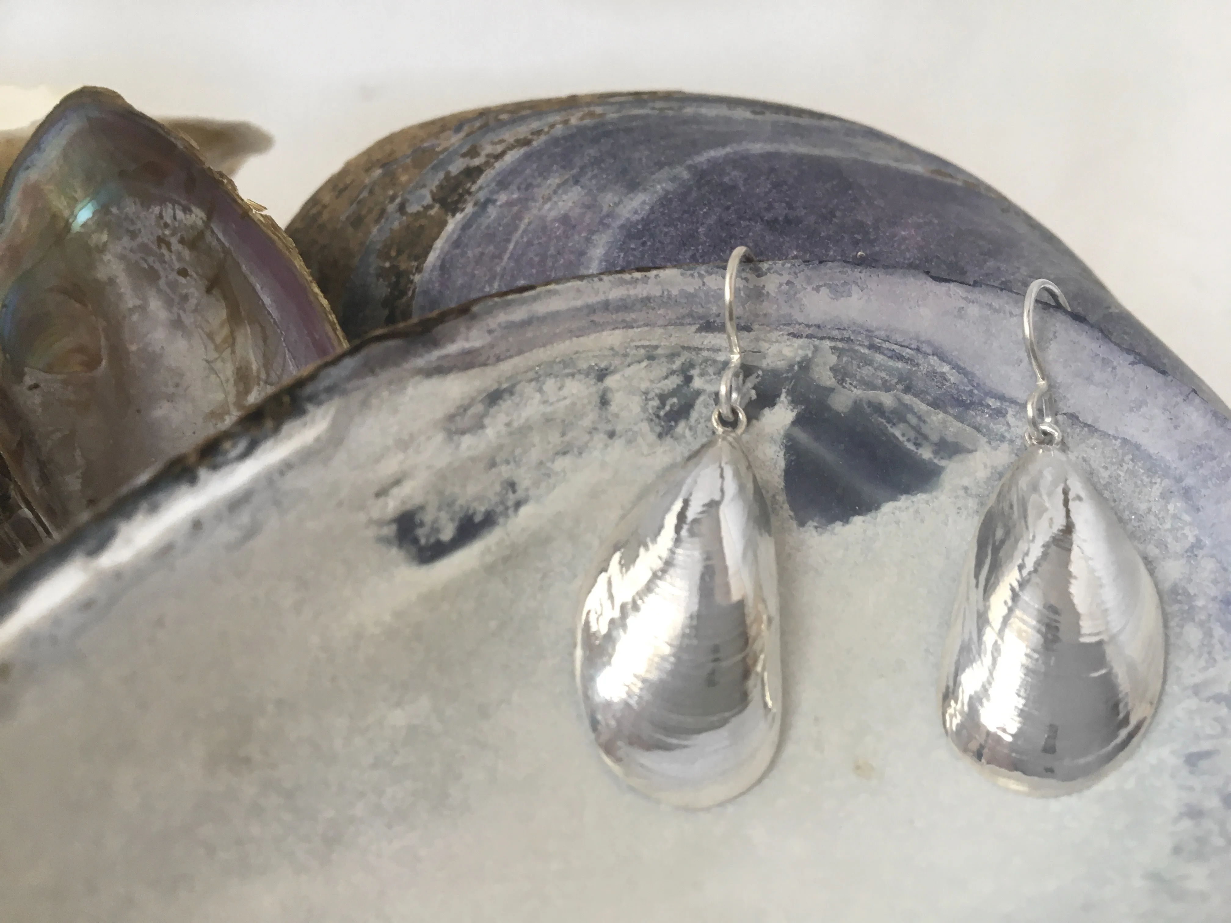 Large Mussel Dangle Earrings
