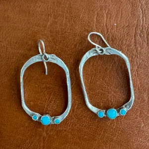 Large Oblong w/ Turquoise Hoop Earrings