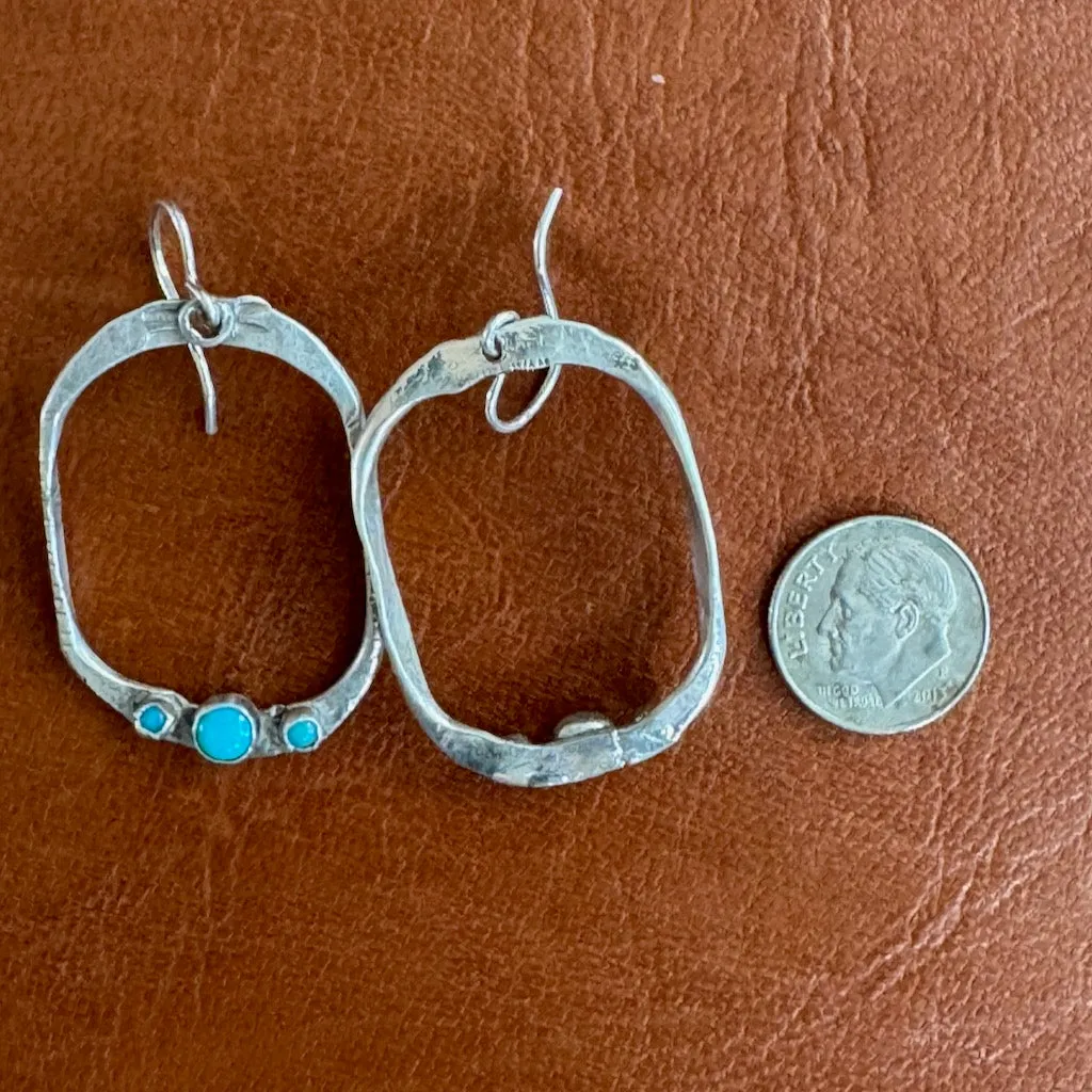 Large Oblong w/ Turquoise Hoop Earrings
